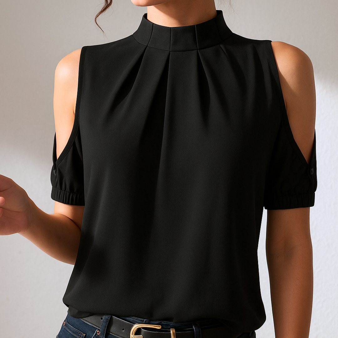 Lovaé™ | Plisseret Cold Shoulder Bluse