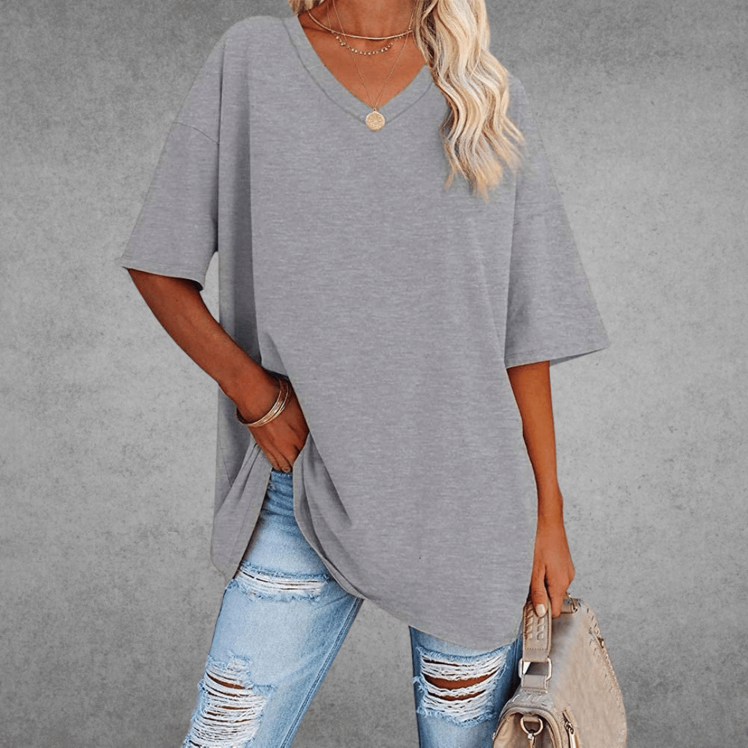 Lovaé™ | Stilfuld Oversized V-Neck T-shirt