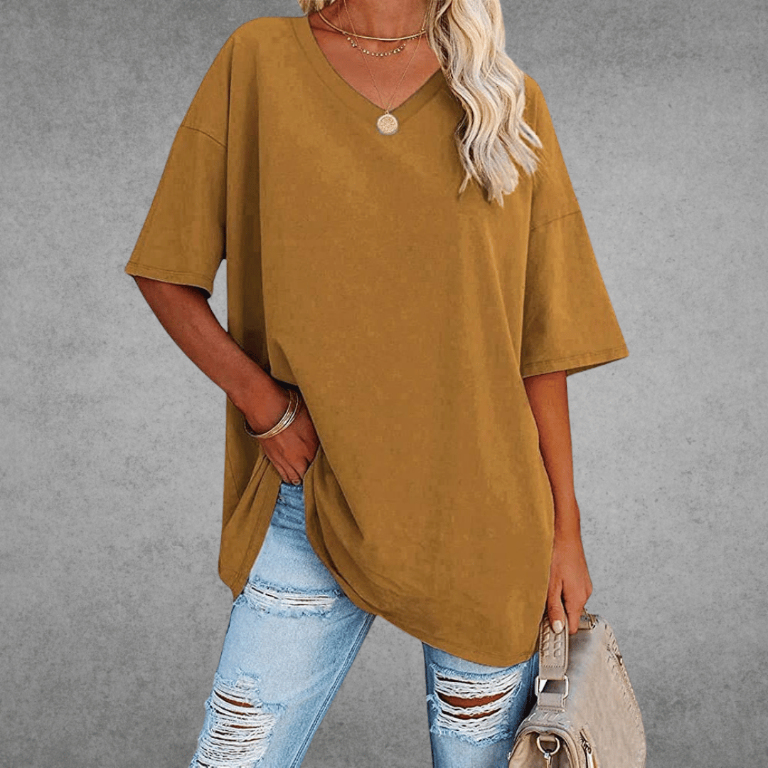Lovaé™ | Stilfuld Oversized V-Neck T-shirt