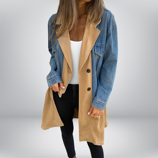 Lovaé™ | LongCoat: Mellemlang Trenchcoat Med Stilfuld Krave Og Lommer