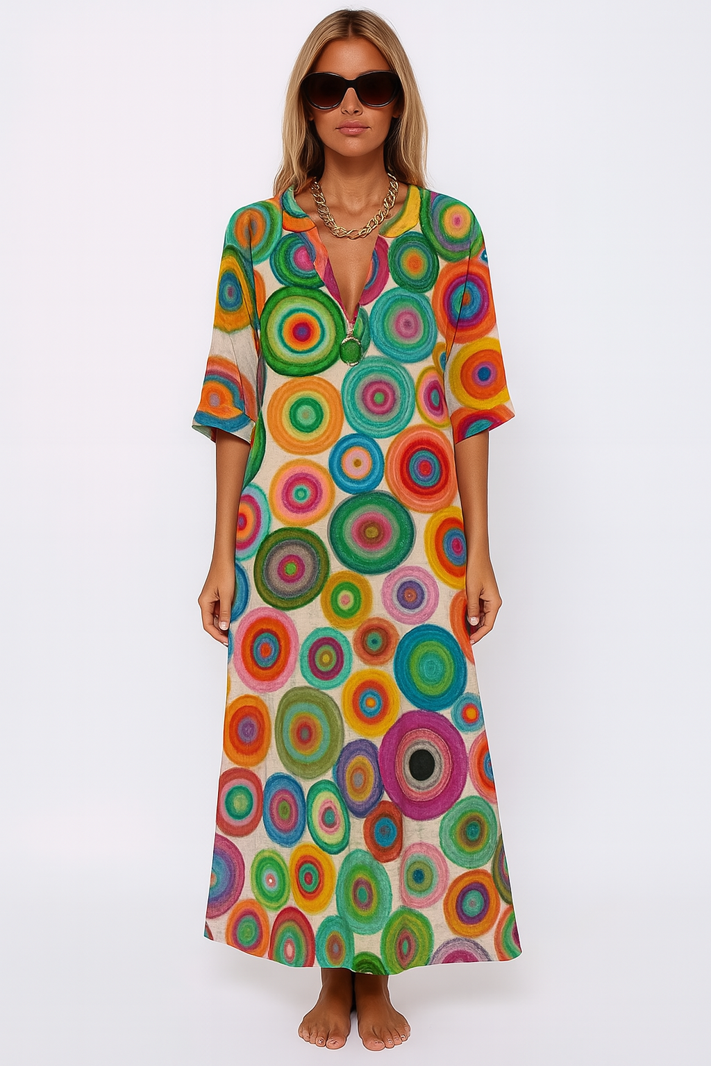 Lovaé™ | Livlig Blomstret Skjortekjole