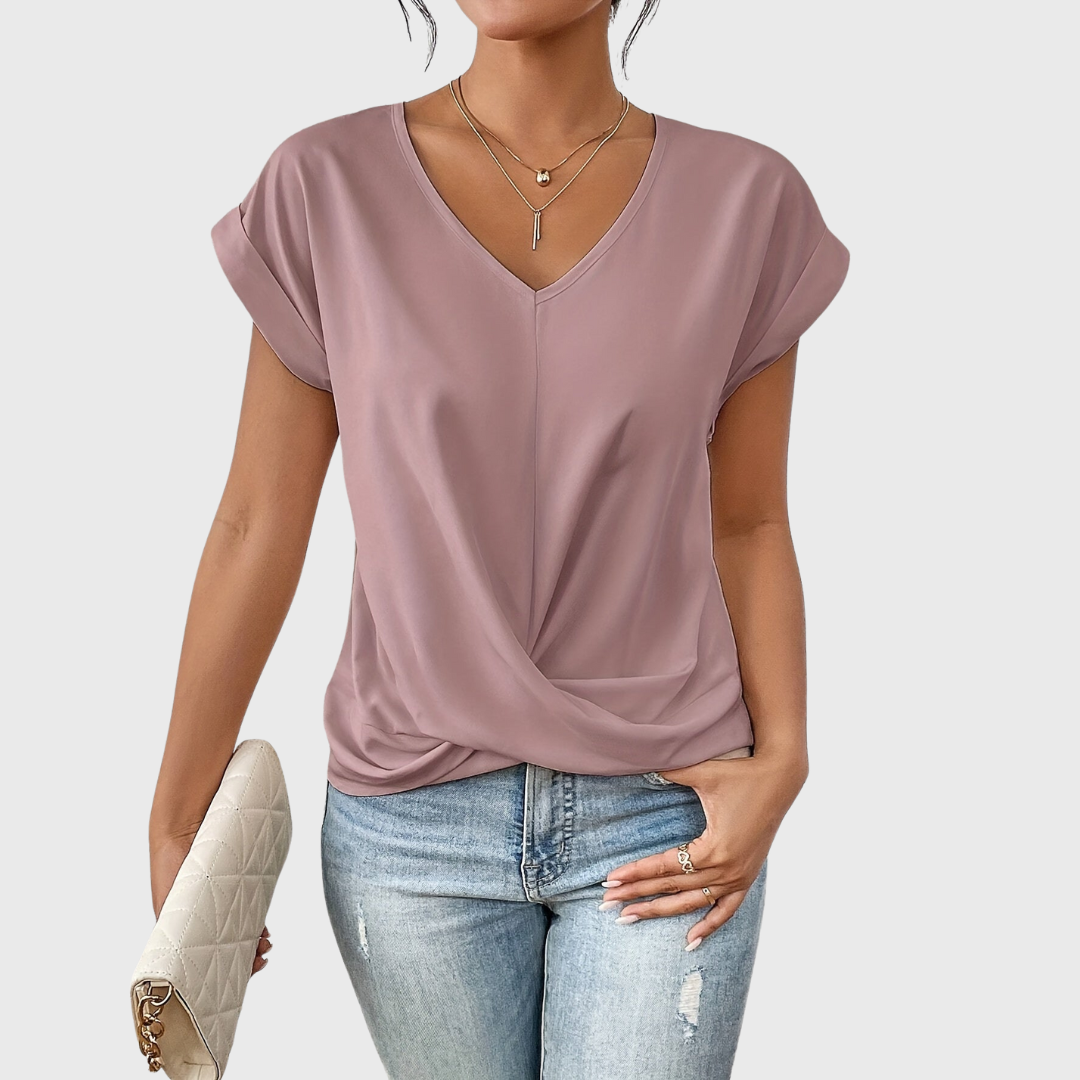 Lovaé™ | V-hals Top med Knudedetalje
